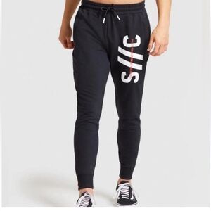 Gym shark x Steve Cook joggers limited edition Black Joggers with White Logo XL